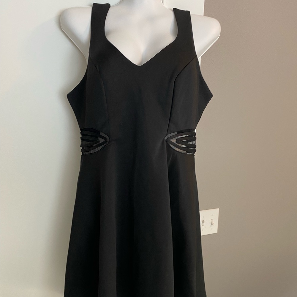 Black sleeveless mini dress